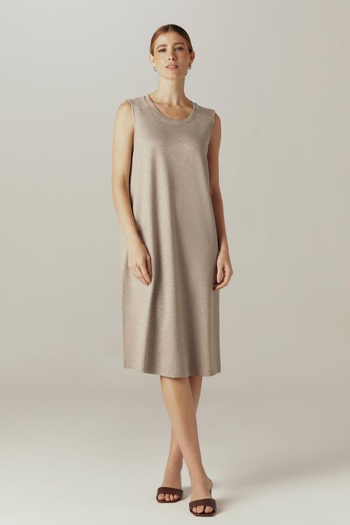 Vestido Regata Evasê Mescla Bege Marcella