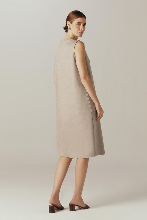 Vestido Regata Evasê Mescla Bege Marcella
