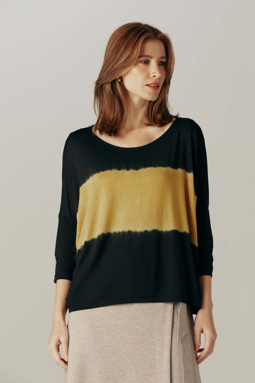 Blusa Tie Dye Chumbo Modal Watery Stripe