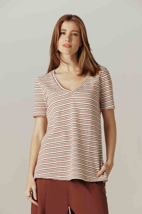 Blusa Listrada Marrom Rosana
