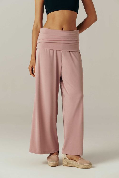 Calça Wide Leg Vira Cós Rosé Cristina