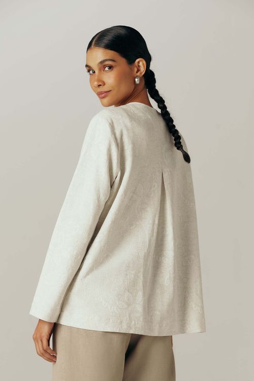 Casaco Off White Com Linho Paisley