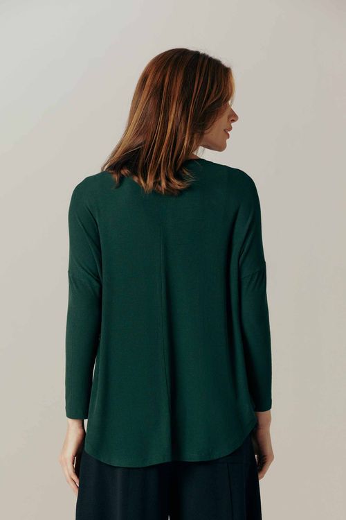 Blusa Decote U Esmeralda Canelado Bambu Comfort