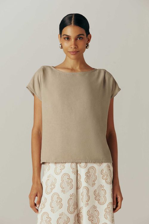 Blusa Dye Cáqui Linho Amanda