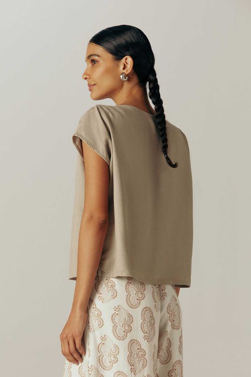 Blusa Dye Cáqui Linho Amanda