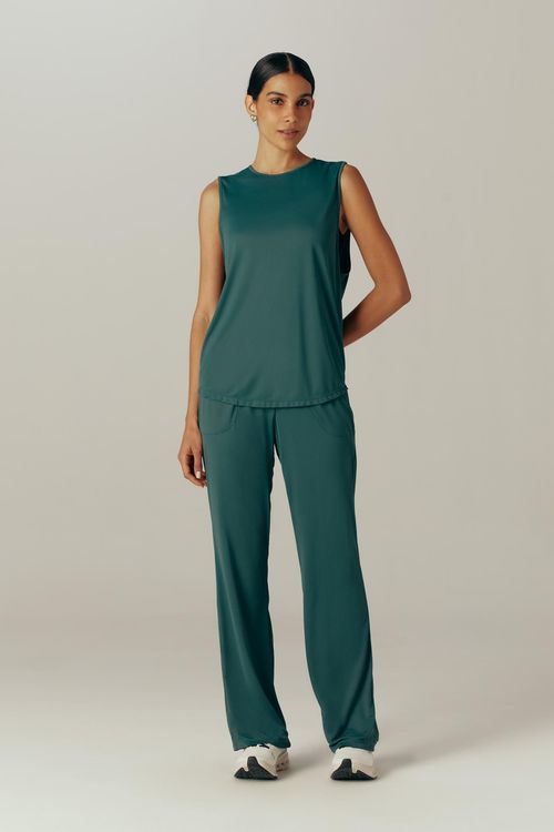 Calça Fitness Reta Verde Escuro Dry Uv Palma II