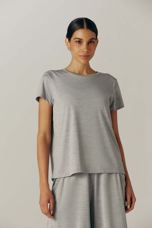 Blusa Fitness Prega Costas Cinza Claro Alba II