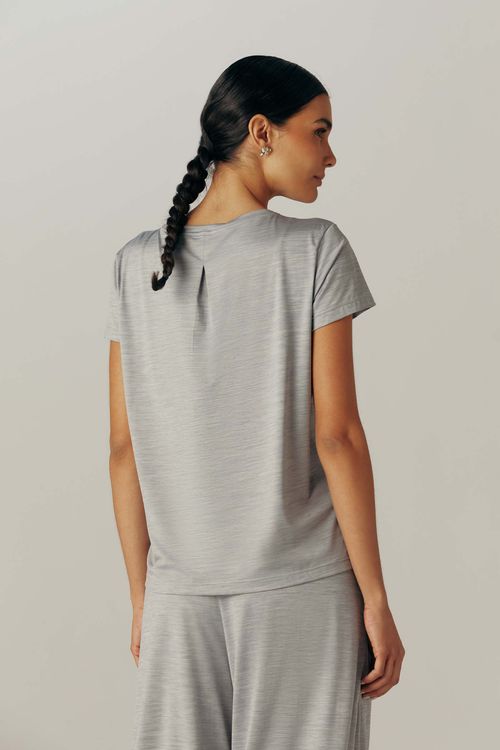Blusa Fitness Prega Costas Cinza Claro Alba II