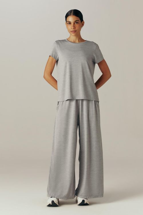 Calça Fitness Pantalona Cinza Claro Alba II