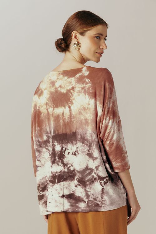 Blusa Tie Dye Marrom Com Linho Ava