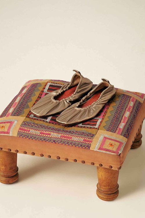 Sapatilha Em Couro Prata Perolada Mundo Yogini