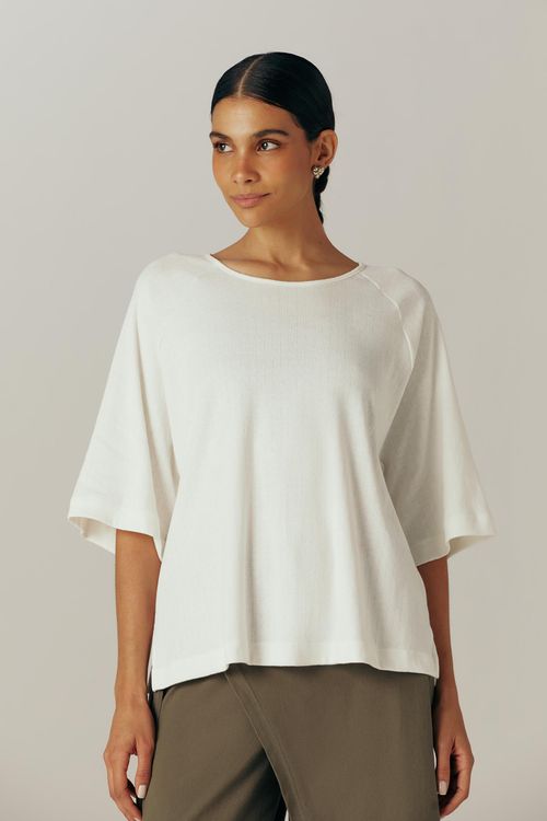 Blusa Off White Algodão Ganges