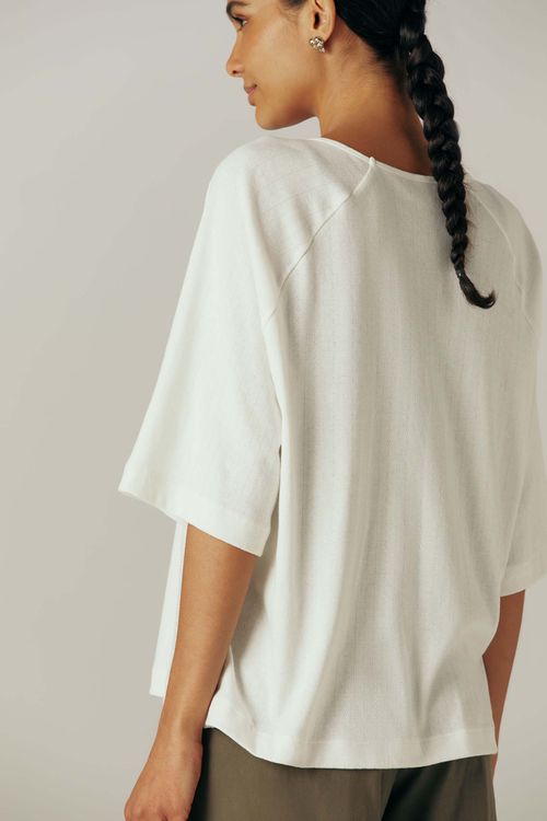 Blusa Off White Algodão Ganges