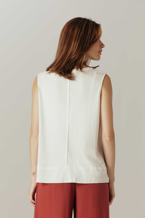 Regata Off White Algodão Ganges