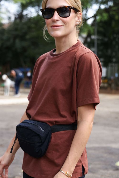 Camiseta Over Marrom Algodão Renata