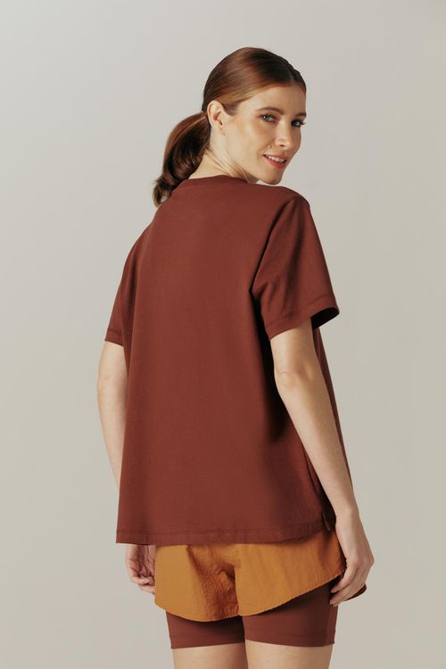 Camiseta Over Marrom Algodão Renata