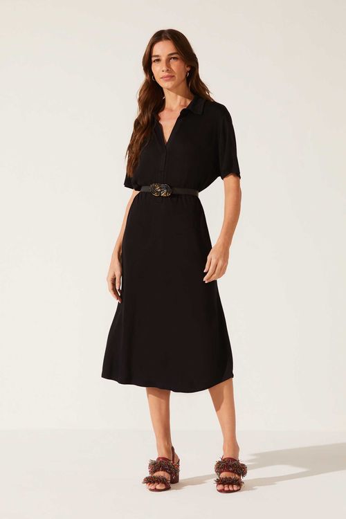 Vestido Midi Gola Preto Fabiola