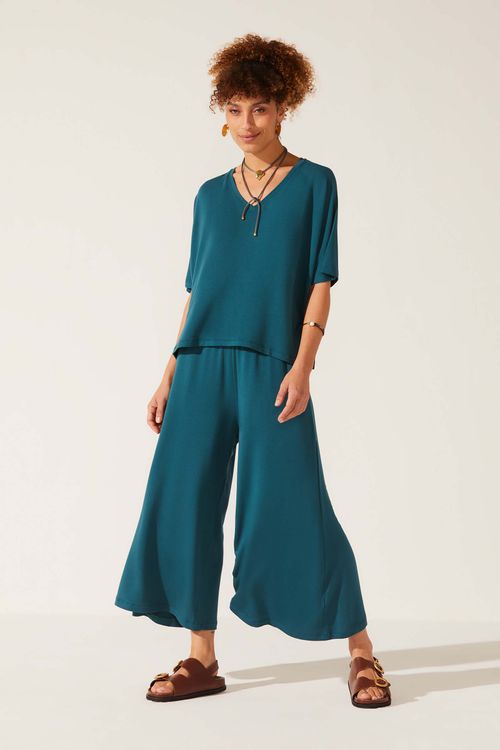 Calça Pantacourt Mediterrâneo Bambu