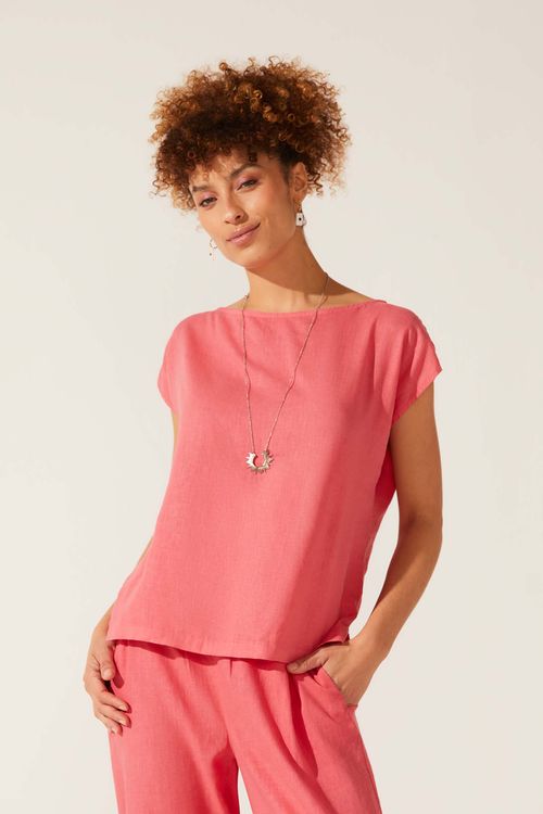 Blusa Dye Rosa Linho Hebe