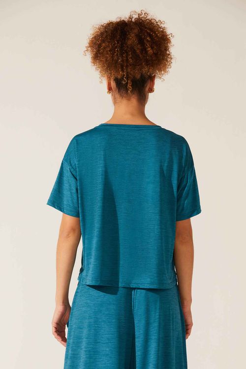 Blusa Fitness Decote V Petróleo Alba