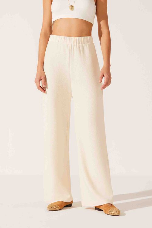 Calça Wide Leg Creme Algodão Filo