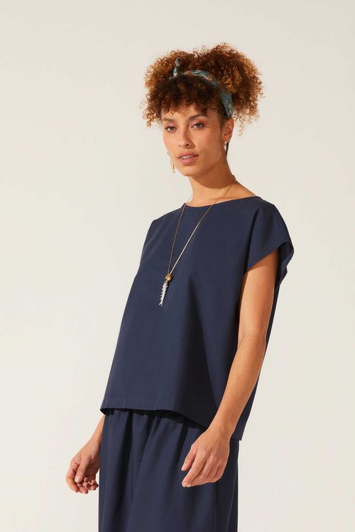 Blusa Azul Marinho Algodão Rafa
