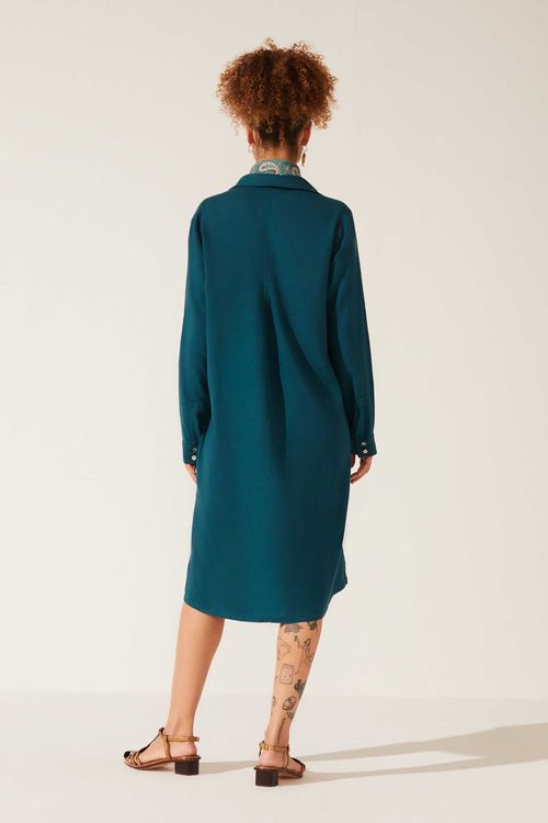 Vestido Chemise Dye Mediterrâneo Linho Hebe