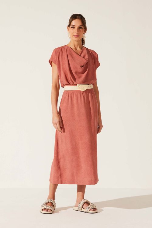 Saia Evasê Midi Canela Nathalia