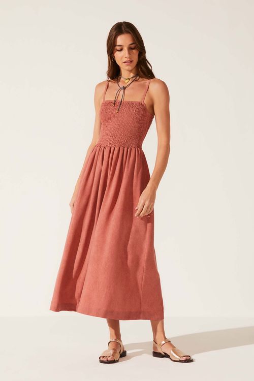 Vestido Midi Lastex Canela Nathalia