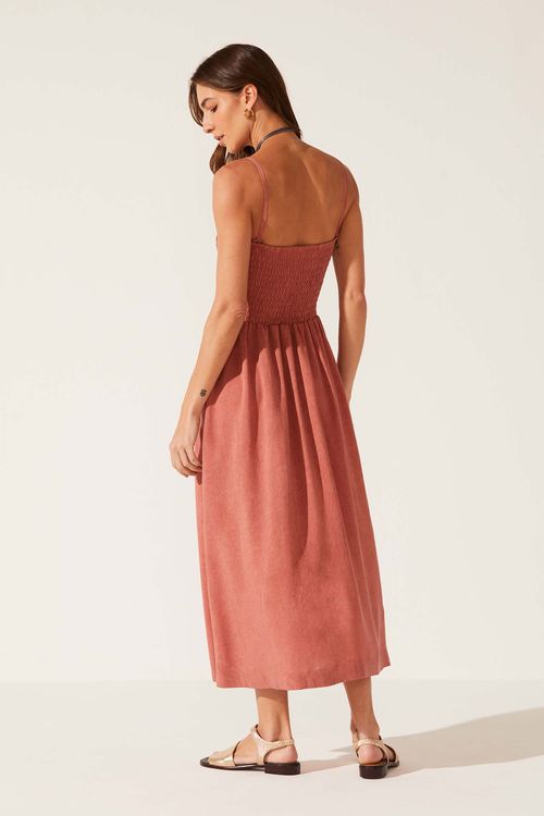 Vestido Midi Lastex Canela Nathalia