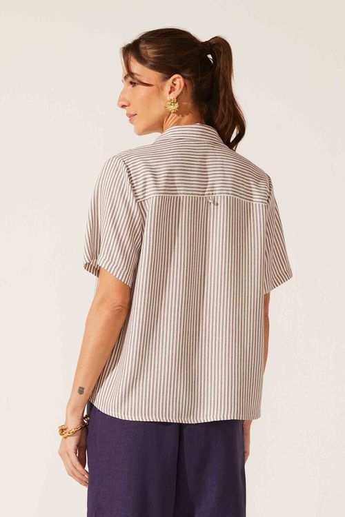 Camisa Listrada Marrom Emanuele