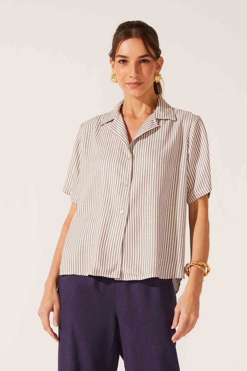Camisa Listrada Marrom Emanuele