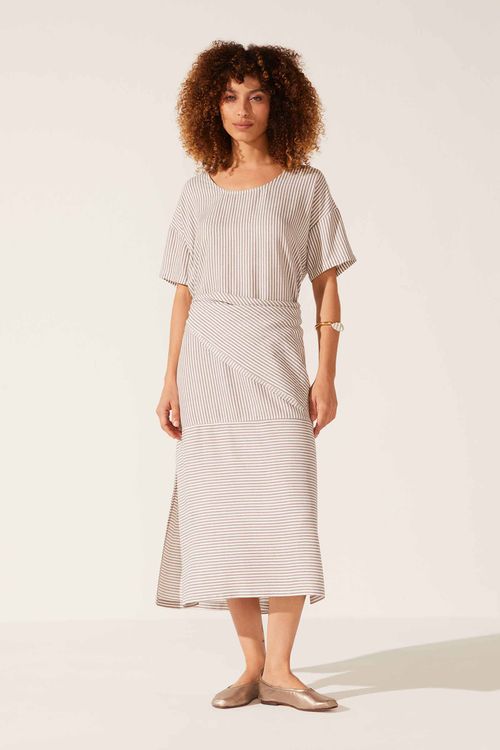 Vestido Midi Reto Marrom Emanuele