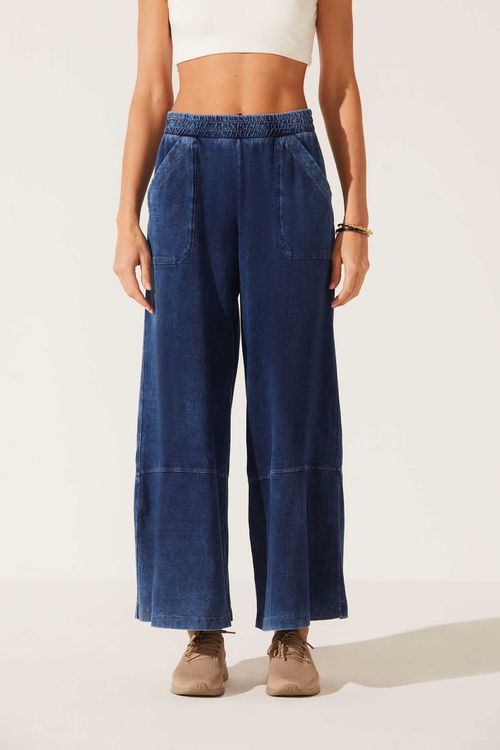 Calça Pantacourt Índigo Algodão Roberta