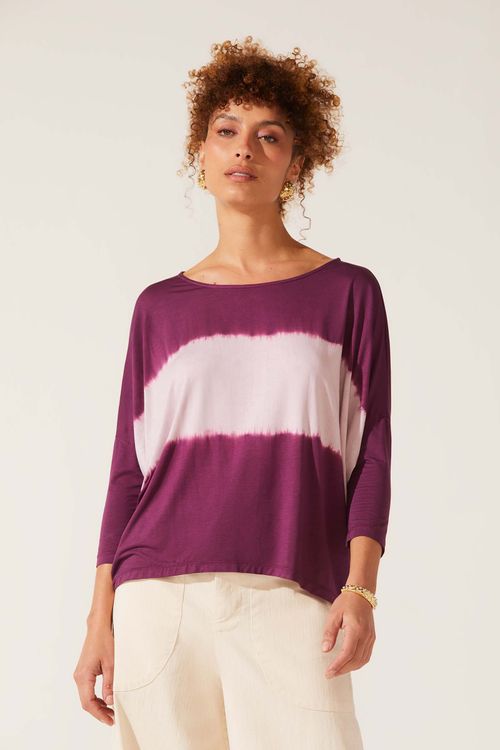 Blusa Tie Dye Orquídea Modal Watery Stripe