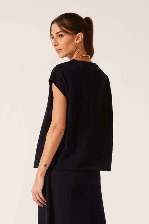 Regata Prega Marinho Algodão Antonella