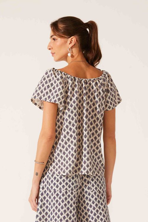Blusa Estampada Com Linho Daru