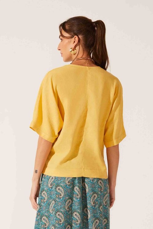 Blusa Decote V Dye Solar Linho Francis