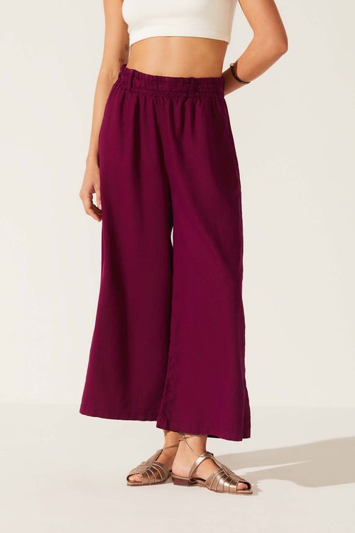 Calça Pantacourt Dye Orquídea Linho Eunice