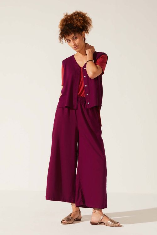 Calça Pantacourt Dye Orquídea Linho Eunice