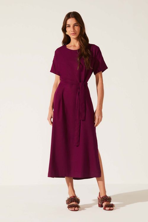 Vestido Midi Dye Orquídea Linho Eunice