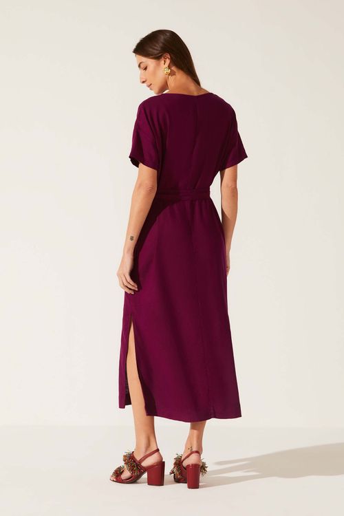 Vestido Midi Dye Orquídea Linho Eunice