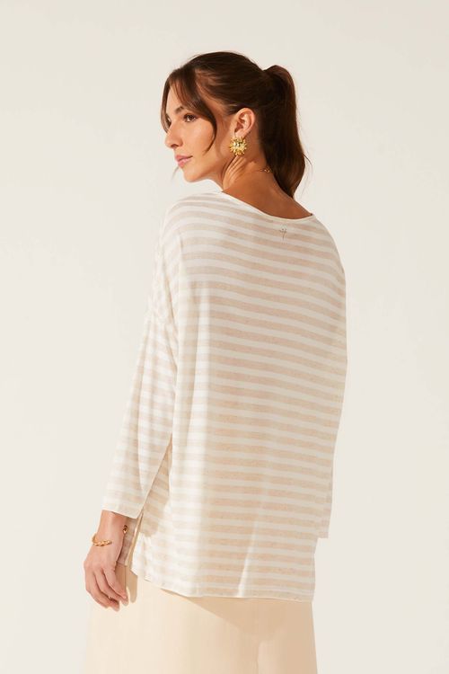 Blusa Listrada Off White Modal Lelia