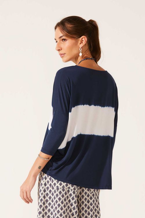 Blusa Tie Dye Marinho Modal Watery Stripe