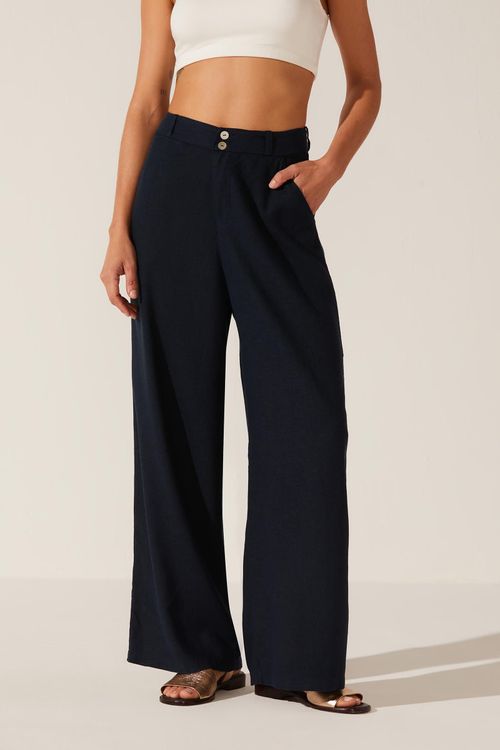 Calça Reta Dye Marinho Linho Eunice