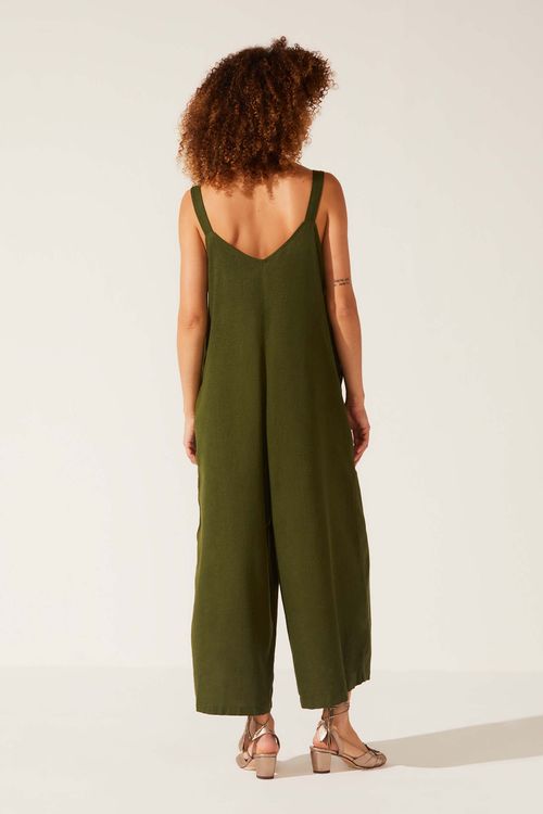 Macacão Pantalona Dye Verde Linho Gilda