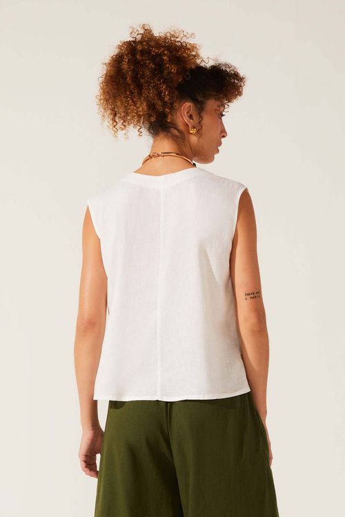 Regata Botões Dye Off White Linho Francis