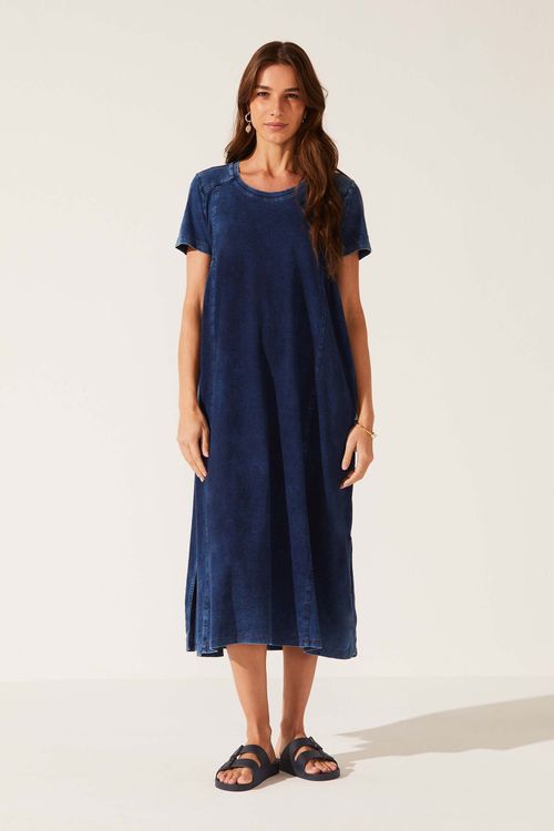 Vestido Midi Índigo Algodão Roberta