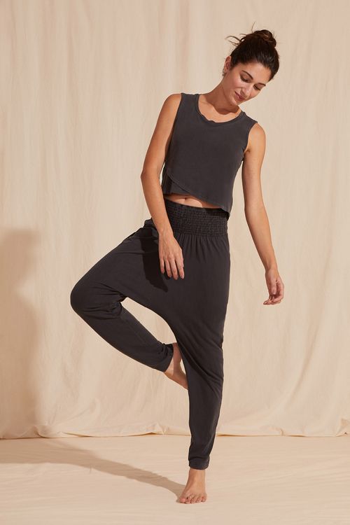 Calça Yoga Saruel Preta Stoned Bambu Indra II