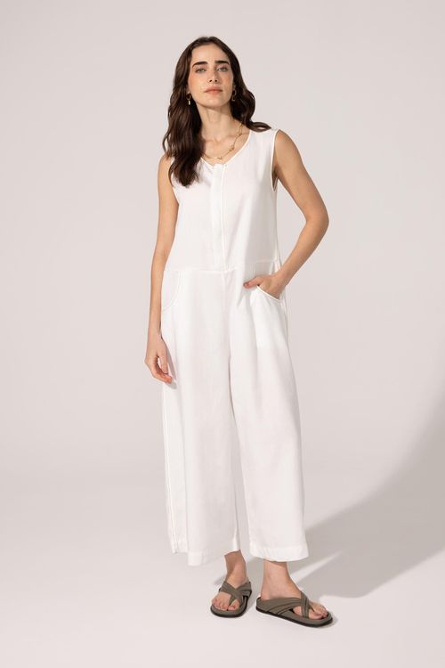 Macacão Regata Off White Liocel Branca